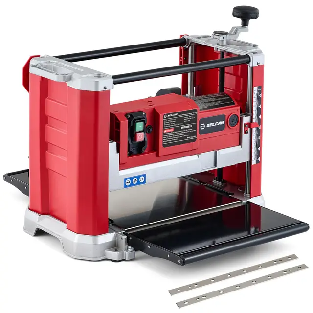 ZELCAN Dickenhobelmaschine Dickenhobel 2000W Hobelmaschine Dickenhobel 20000 Schnitte/Min, Elektrohobel 2 Hobelmesser Durchlasshöhe/-breite: 15cm/33cm, Spanabnahme max.: 3 mm mit Absaugung