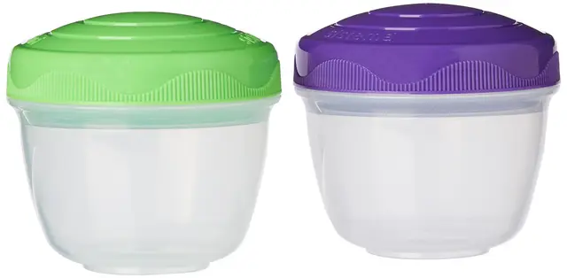 Sistema Yogurt To Go Frischhaltedosen, rund | 150 ml | Stapelbare Vorratsdosen mit Deckeln | 2 Stück