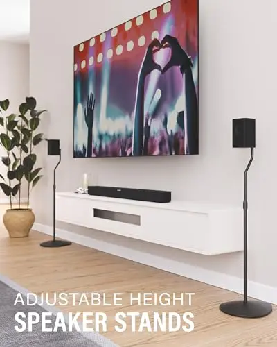 Sanus Höhenverstellbarer Lautsprecherständer – ausziehbar von 71,1 cm bis 96,5 cm – für Satelliten- und kleine Regallautsprecher (z. B. Bose, Harmon Kardon, Polk, JBL, KEF, Klipsch, Sony und andere) –