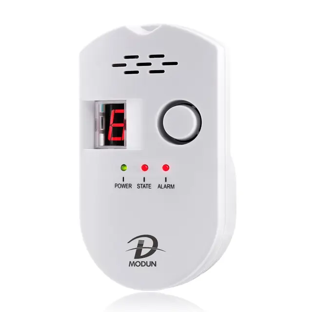 D MODUN Gasmelder, Erdgas/LPG/Kohlengas Lecksucher, einsteckbarer Gasmonitor mit akustischem Alarm und LED Digitalanzeige, Methan Propan Butan Alarm für brennbare Gase in der Küche, Wohnmobil, Garage