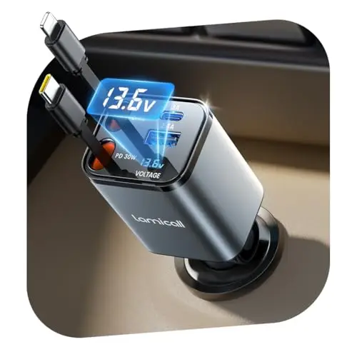 Lamicall 4-in-1 KFZ-Schnellladegerät 69W mit einziehbarem USB-C-Kabel
