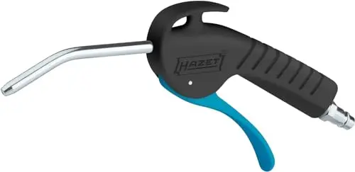HAZET Ausblaspistole 9040P-1, 100 Mm Lange, Gebogene Düse, 6 Bar Betriebsdruck mit Ergonomischem Handgriff, für Ein Schnelles Entfernen von Spänen oder Anderen Fremdkörpern, Stahl, Schwarz