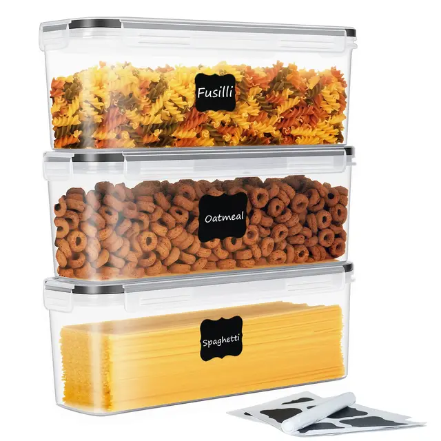 Pasta Vorratsbehälter 3er Set, 2,3Liter Rechteckige Spaghetti Lange Nudel Aufbewahrungsbox mit Luftdicht Deckel, BPA frei Kunststoff Küche Lebensmittel Vorratsdosen für Pasta Haferflocken