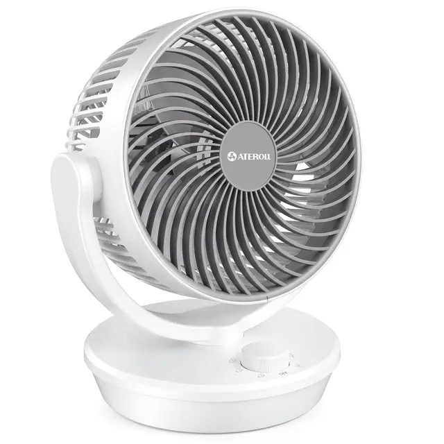 Aeroll Ventilator Leise, Tischventilator, 3D Turbo-Luftzirkulator mit 3 Geschwindigkeitsstufen, 130° Vertikal & 100° Horizontal Oszillation, Leiser Tischventilator für Wohnzimmer und Schreibtische
