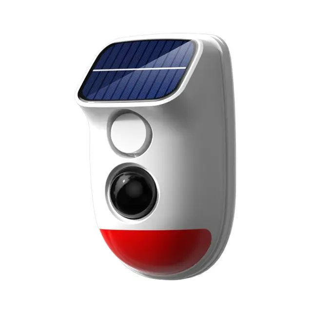 Solar-Bewegungsmelder-Alarm – 120 dB, IP65 wasserdichter Sicherheitsalarm mit Blitzlicht, 3 Modi für Hof/Garten/Haus, 5–8 m haustierfreundliche Erkennung (Summeralarm)