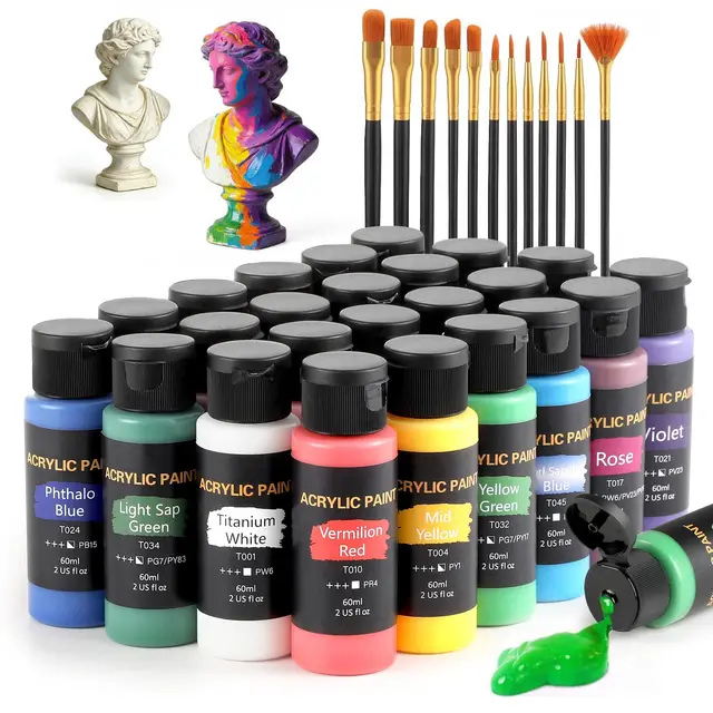 tmol acryl set 24 farben 60ml mit pinsel