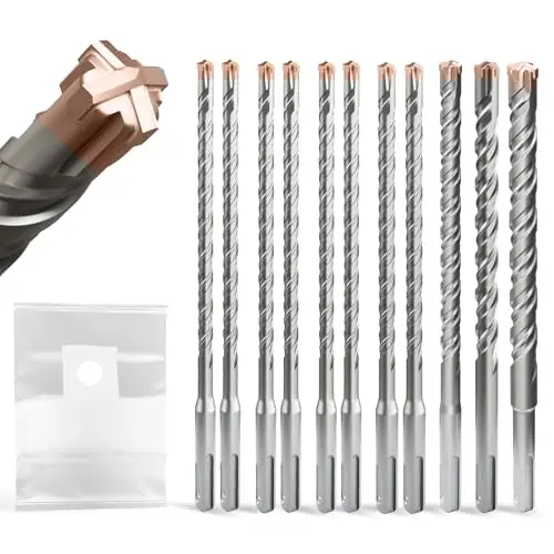 SDS Plus Bohrerset 11 teilig (4,4,5,5,6,6,8,8,10,12,14mm×210mm) professionelle Wendeschneide aus Hartmetall für Beton, Mauerwerk & Stein,langlebig und leistungsstark