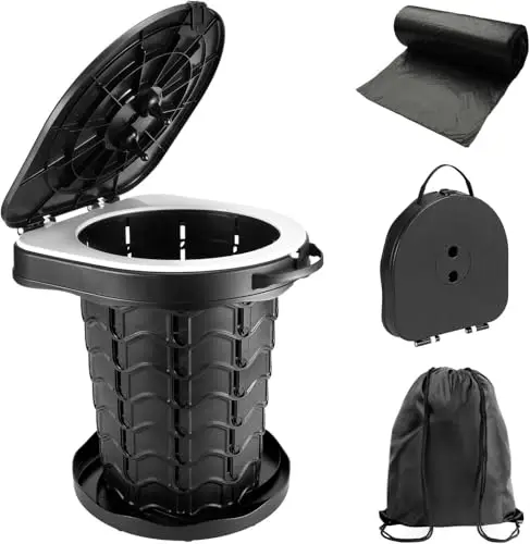 imodomio Campingtoilette Faltbar Camping Toiletten(WC) mit Deckel Mobile Toilette mit 10 Müllsäcke, ideal für Outdoor-Camping, Auto