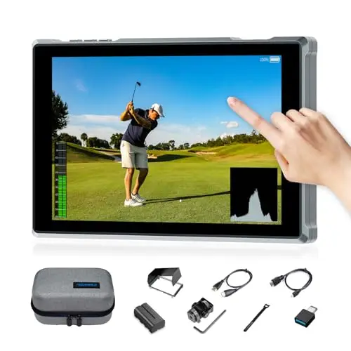 FEELWORLD FW759PRO 7 Zoll Touchscreen Kamera Monitor 4K HDMI DSLR Video Externer Monitor mit 2200mAh Akku und Tasche,9:16 Marker 178° Weitwinkel für DSLR Kamera/Camcorder