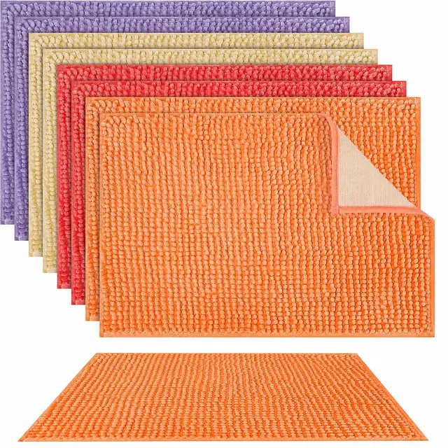 hfzcv 8er-set chenille badematte 60x40