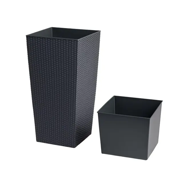 rg-vertrieb Blumentopf Übertopf Blumenkübel Rato Polyrattan 75cm Pflanztopf Rattan 400 Anthrazit