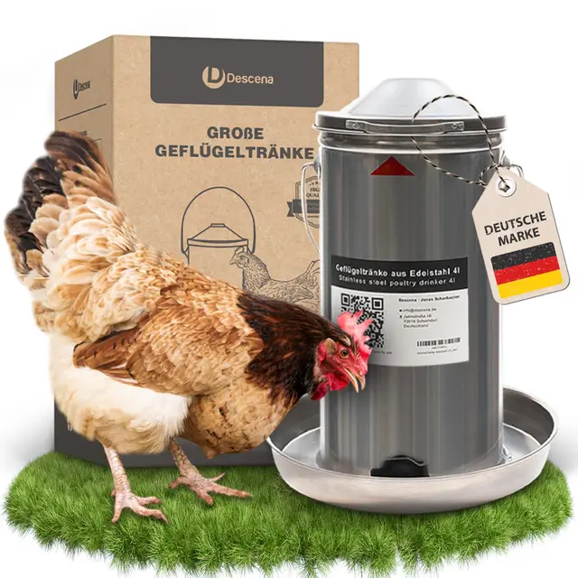 Descena Hühnertränke 4L Edelstahl 304