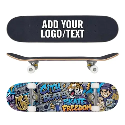 Personalisiertes Skateboard mit Eigenem Foto Text 31"x8" Double Kick Concave Cruiser Komplettboard Custom Skateboard Geschenk für Anfänger Jugendliche Erwachsene Jungen Mädchen