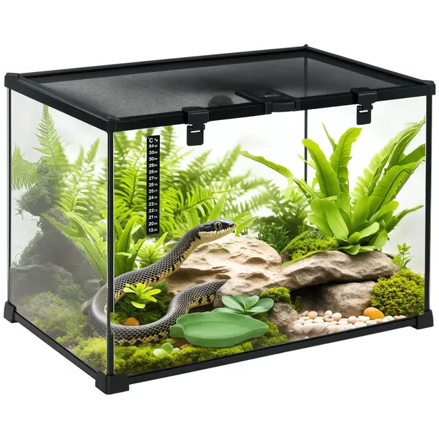 pawhut reptilienterrarium 49 liter glas