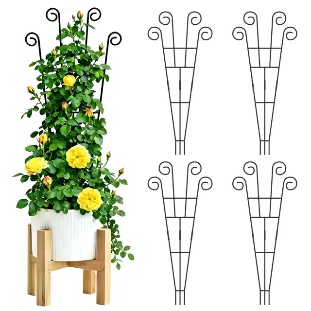 WELDUN 4er Rankgitter 75CM für Kletterpflanzen, Metall Rankhilfe Zimmerpflanzen, Pflanzentrellis Gartentrellis Innen- und Außenbereich für Gemüse, Rosen und Blumen