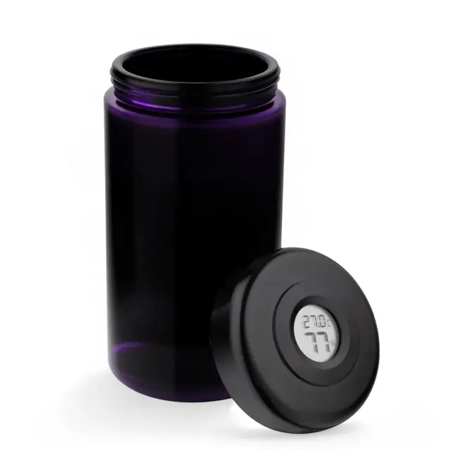 Generisch UV-Schutz Vorratsglas/Stash Jar mit Digitalem Feuchtigkeits- und Temperaturmesser im Deckel, Violett-Schwarz (1000 Milliliter)