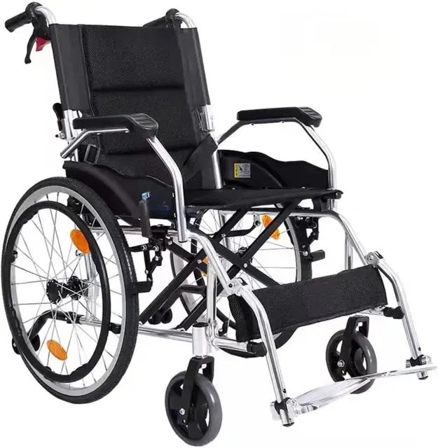 Rollstuhl, Transportrollstuhl aus Aluminiumlegierung, Reisestuhl, Mobilitätsroller für ältere Menschen, tragbarer, Verstellbarer Rollstuhl mit Fußpedal