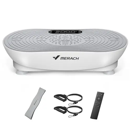 MERACH Vibrationsplatte Für Training Und Körperformung, Mit 99 Geschwindigkeitsstufen, Integriertem Bluetooth-Lautsprecher, Led-Touchscreen Und Elastischen Zugschnüren
