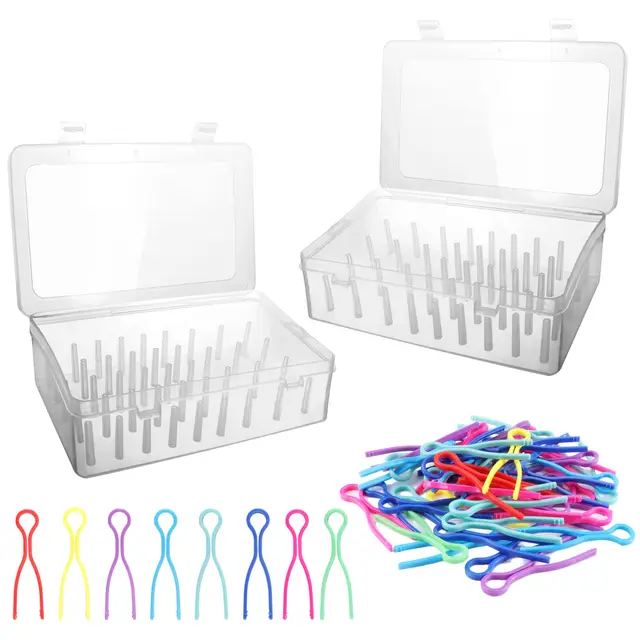 2 Stück Nähgarn Aufbewahrungsbox, Leer Stickgarn Organizer Box für 42 Garnrollen Klarer Kunststoff Garnrollen Aufbewahrungsbox mit 24 Spulenfadenhalter