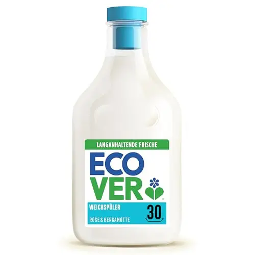 Ecover Weichspüler Nachfüllpack, sorgt für weiche und geschmeidige Wäsche, Rose und Bergamotte, 30 Wäschen, 1 x 0.75L
