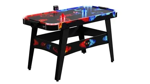 Carromco Airhockey Tisch FIRE vs. Ice/Aurora – Air Hockey mit LED-Beleuchtung. LED-Puck & Pusher, Torzähler, für Kinder & Erwachsene