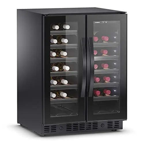 DOMETIC E40FGD Weinkühlschrank mit zwei Temperaturzonen und doppelter Glastür für 40 Flaschen, Schwarz