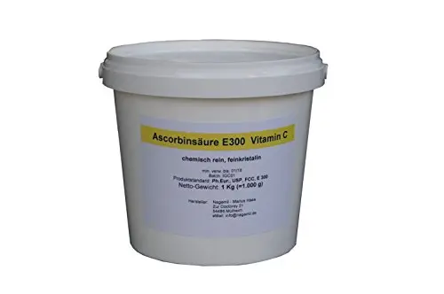 1 Kg L-Ascorbinsäure Vitamin C im Eimer, Lebensmittelqualität E300, feinkristalin