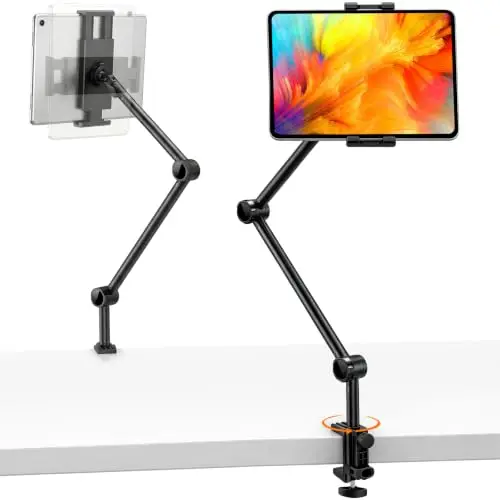 Tablet Halterung Bett, 360° drehbarer Sockel, wackelfrei & stabil, Tisch-Tablet Halter für iPad/Galaxy Tabs/Switch/Kindle/iPhone, Weitere 5-13 Zoll Geräte