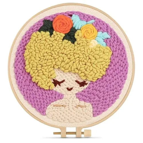 wikogdfe punch needle stickerei set