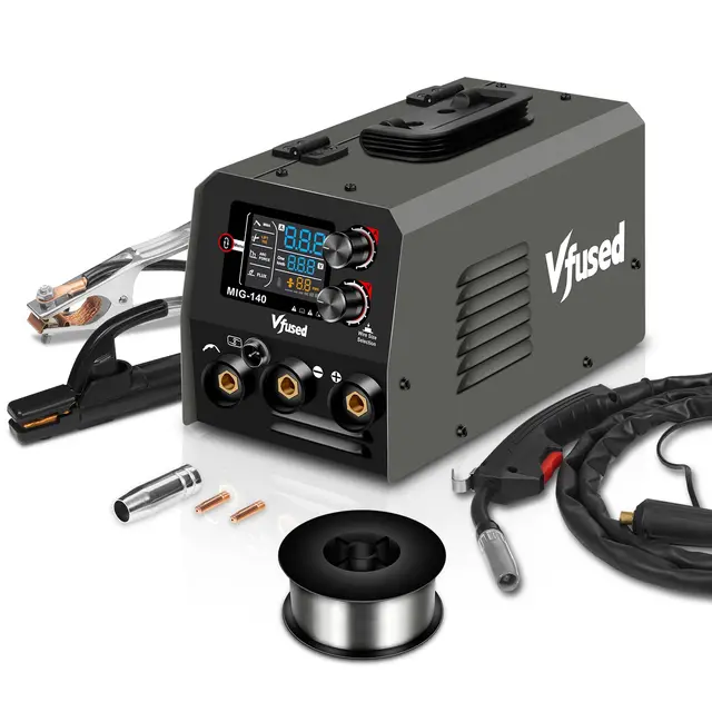 140A MIG Schweißgerät 3 in 1 Fülldraht ohne Gas MMA WIG IGBT Inverter mit Synergischem Drahtvorschub für Autoauspuff Karosserieblech Zaunbau Hausreparaturen für Anfänger & Hobby