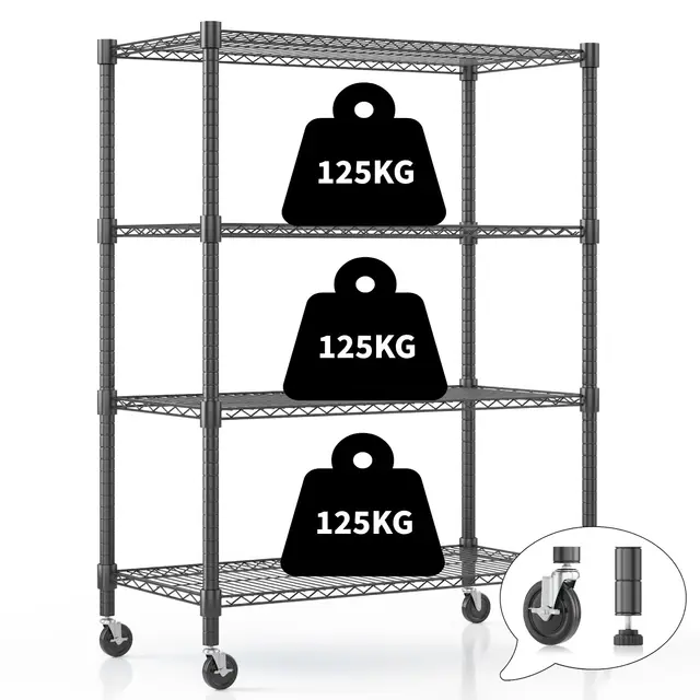 himimi 4-stufiges drahtregal auf rollen