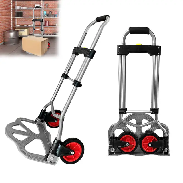 Aluminium Sackkarre bis 80kg Stapelkarre Transportkarre Handkarre Karre Anti-Rutsch Ladefläche mit Rädern & Verstellbarer Griff