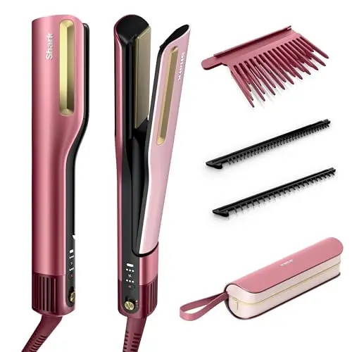 Shark SilkiPro Straight Glätteisen + Haartrockner in einem mit hitzebeständiger Aufbewahrungsbox – Rosa [HT401EUPK]