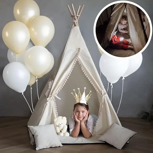 PaLulli Tipi Zelt für Kinder aus Baumwolle, Beige