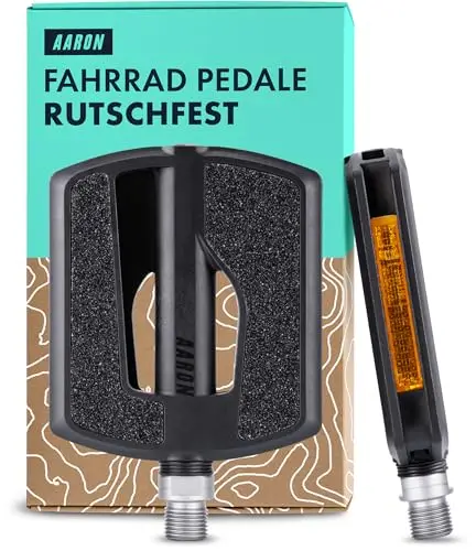 AARON Urban Fahrradpedale mit Reflektoren, abgedichtetes Industrie-Kugellager, Zubehör für E-Bike, Trekking Bike, City Bike, Schwarz