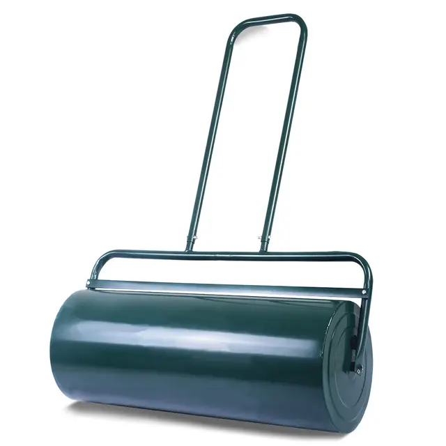 GOPLUS Rasenwalze, 48L/63L Gartenwalze befüllbar mit Wasser & Sand, Rasenroller aus Metall, Graswalze Ackerwalze für Garten & Park (48 L, Grün)