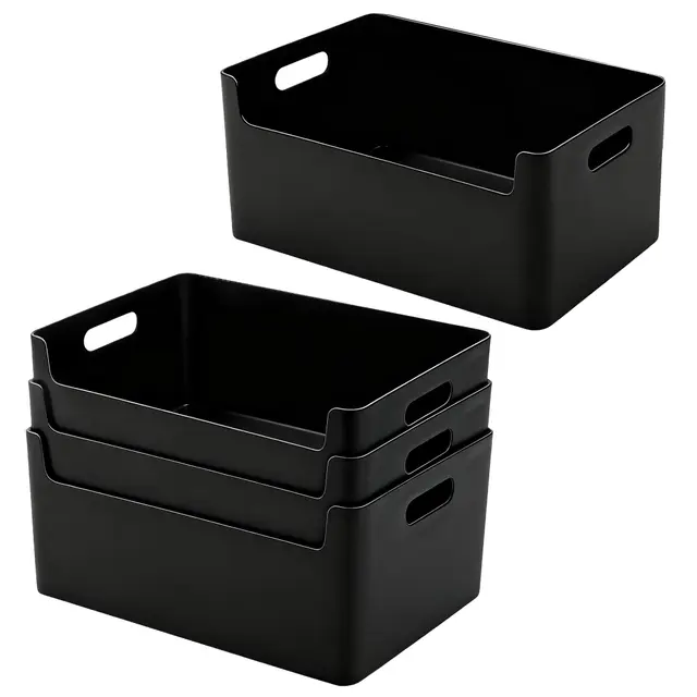 SHEPIN Organizer-Box mit Griff 4er-Set Kunststoff Schwarz