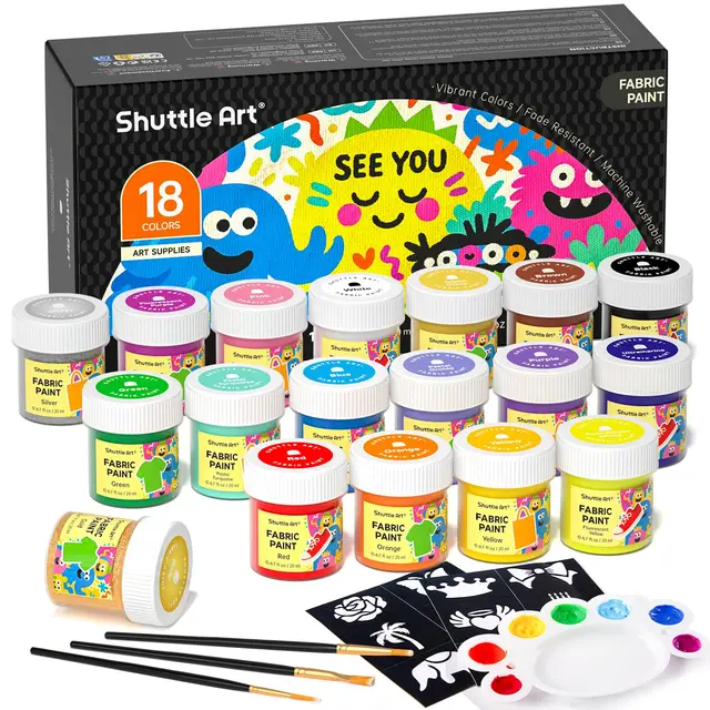 shuttle art textilmalfarben set 18x20ml