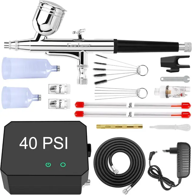 Powate TA101 Airbrush-Set mit Kompressor 40 PSI