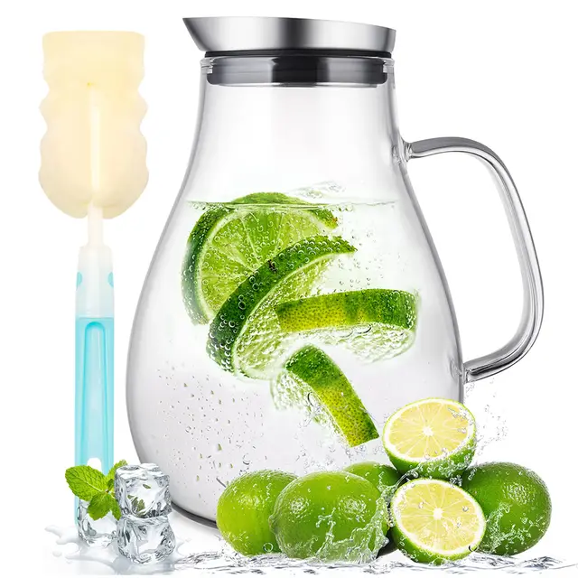 susteas glas wasserkrug 2 liter lid