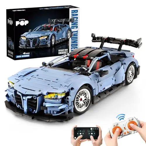 MOCBROPCS Technik M4 Sportwagen 1:10 Bausteinspielzeug, 2.4G Fernbedienung Auto und App Dual Control, 2280 Teile, Geschenk/Sammlerstücke für 12-16 Jahre Alte Jungen und Erwachsene(2280 Teile)