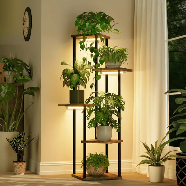 bamworld 5-ebenen pflanzenregal mit led
