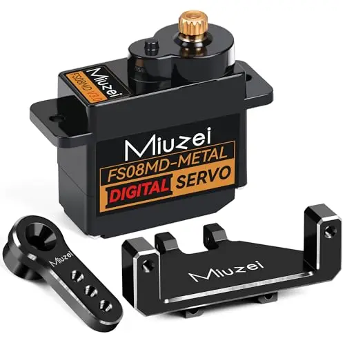 Miuzei RC Micro Servo Motor:12g Metal Kupfer Gear Digital Servomotor für SCX24 AX24 Car 1/24 Boot Roboter Arm 6V Standart 180° Servo Mini Lenkservo Modellbau mit Horn Halterung Schwarz 1 Pcs
