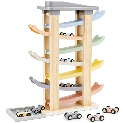 joyreal kugelbahn holz 40cm rennstrecke