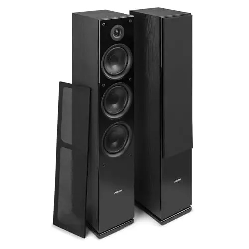 Fenton SHF80B Standlautsprecher, HiFi-Lautsprecher Paar 500 Watt - 3-Wege Tieftöner und Hocktöner - Musik, Filme und Spiele - Schwarz