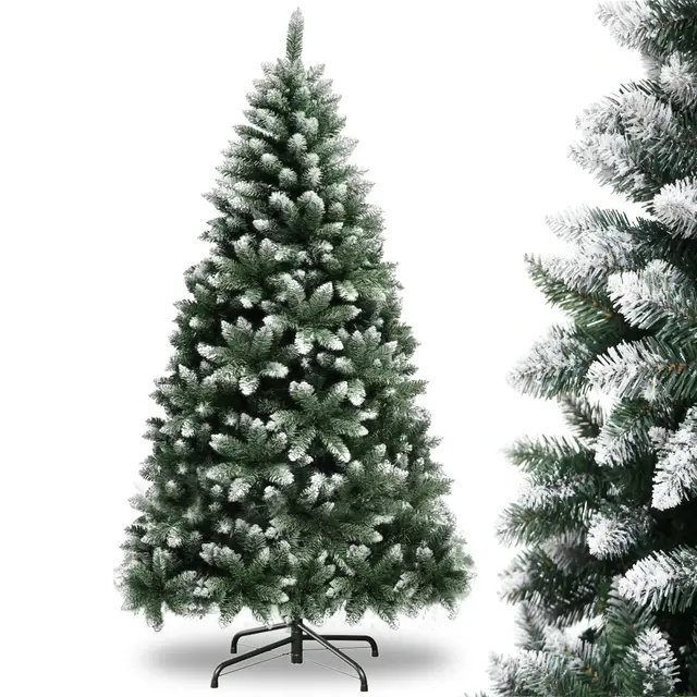YOUDENOVA Künstlicher Weihnachtsbaum 180cm | Premium Tannenbaum Künstlich mit Schnee - Naturgetreu | inkl. Faltbarer Metallständer