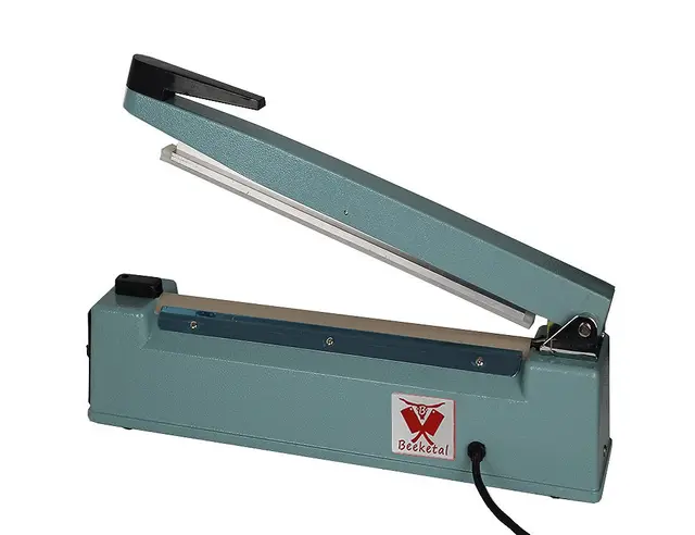 Beeketal 'BP300FS' Profi Impuls Tisch Schweißgerät (keine Aufwärmzeit) mit 300 mm Schweißlänge und 8 mm Schweißbreite, Folien Schweißzeit von 1-8 Sek., Balkenschweißgerät mit Gusseisen Gehäuse